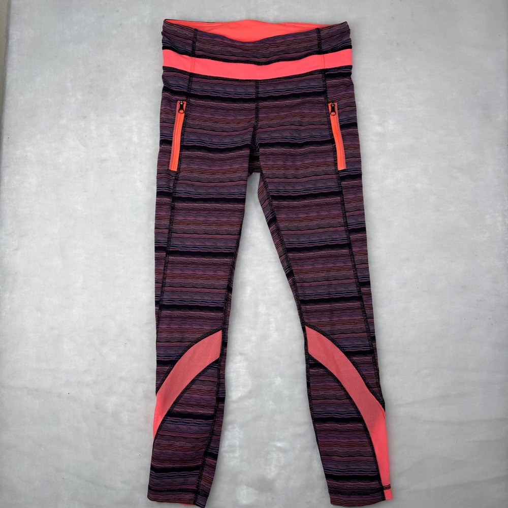 Lululemon Inspire Tight II 7/8 Crop Legging Sz 6 Space Dye Naval Twist Blue Mesh